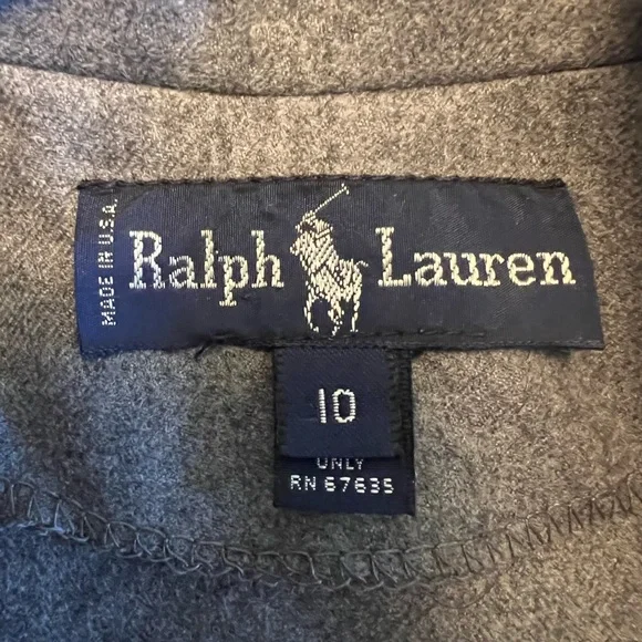 Ralph Lauren Wool Coat With Belt Gray Vintage Blue Label Made USA Size 10 FLAW - Picture 3 of 16